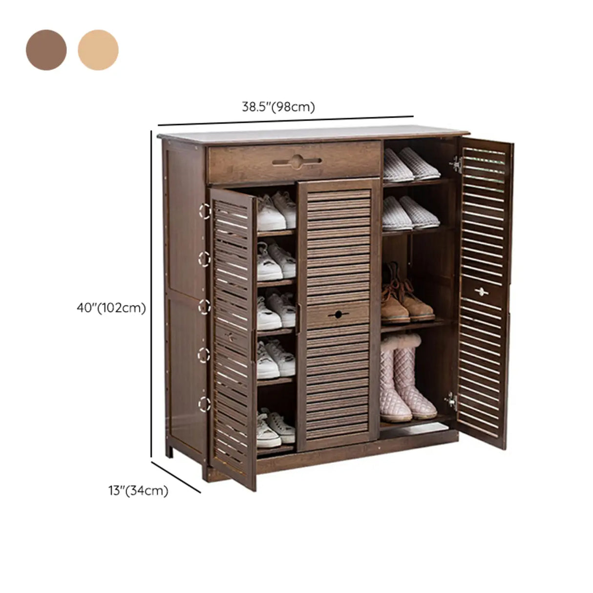 Rustic Bamboo Adjustable Hallway Brown Medium Shoe Storage Image - 32