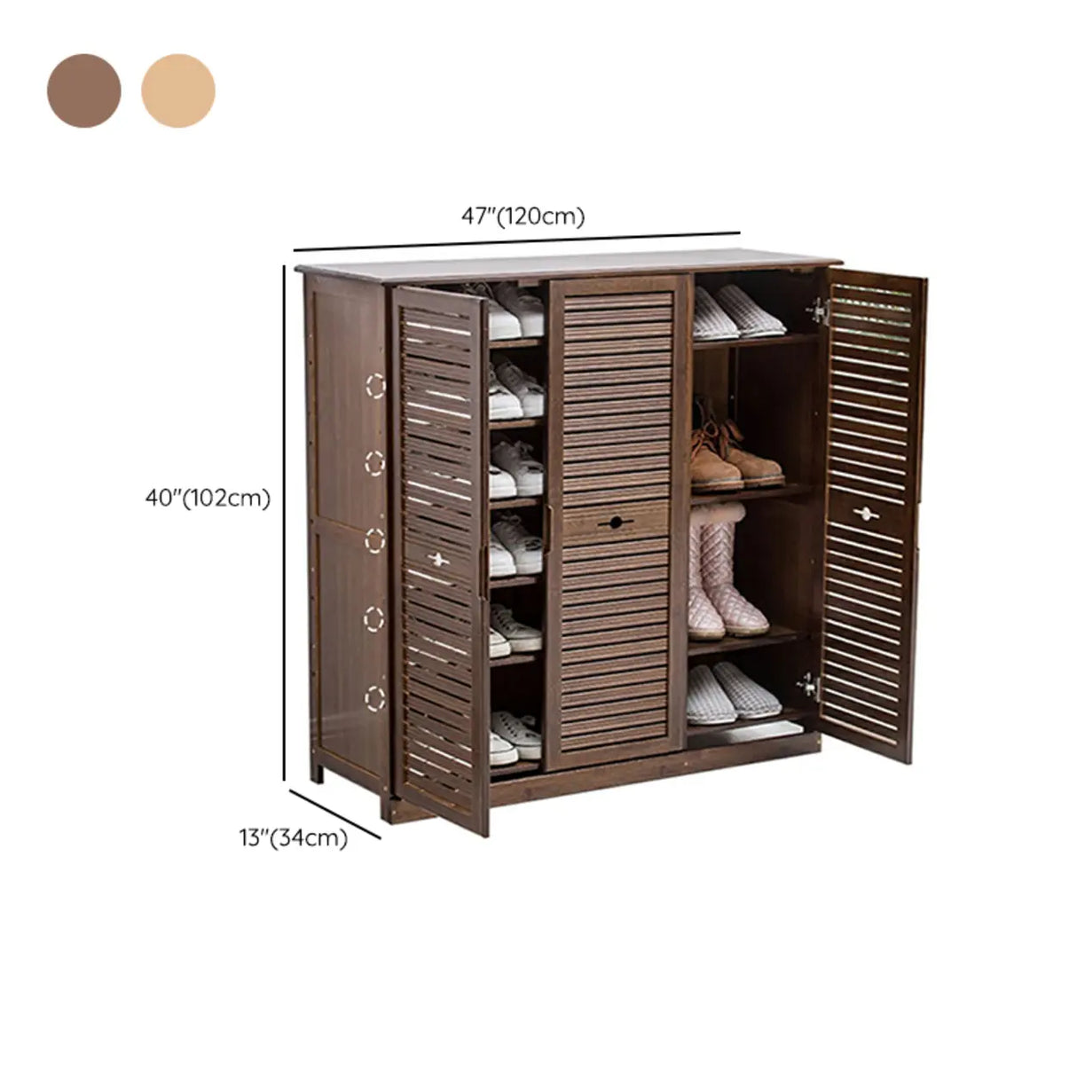 Rustic Bamboo Adjustable Hallway Brown Medium Shoe Storage Image - 33