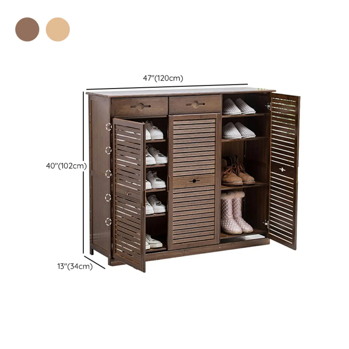 Rustic Bamboo Adjustable Hallway Brown Medium Shoe Storage Image - 34