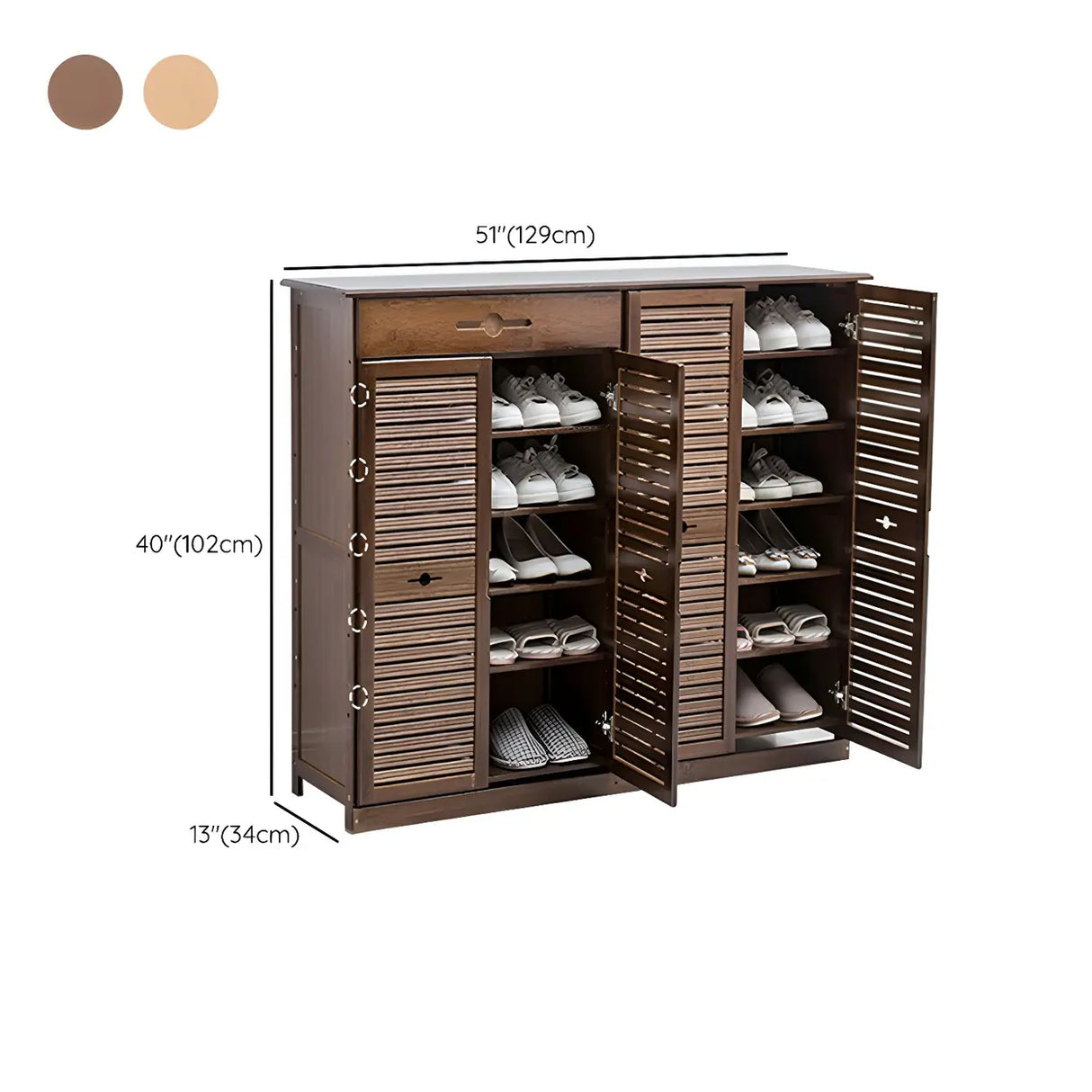 Rustic Bamboo Adjustable Hallway Brown Medium Shoe Storage Image - 36