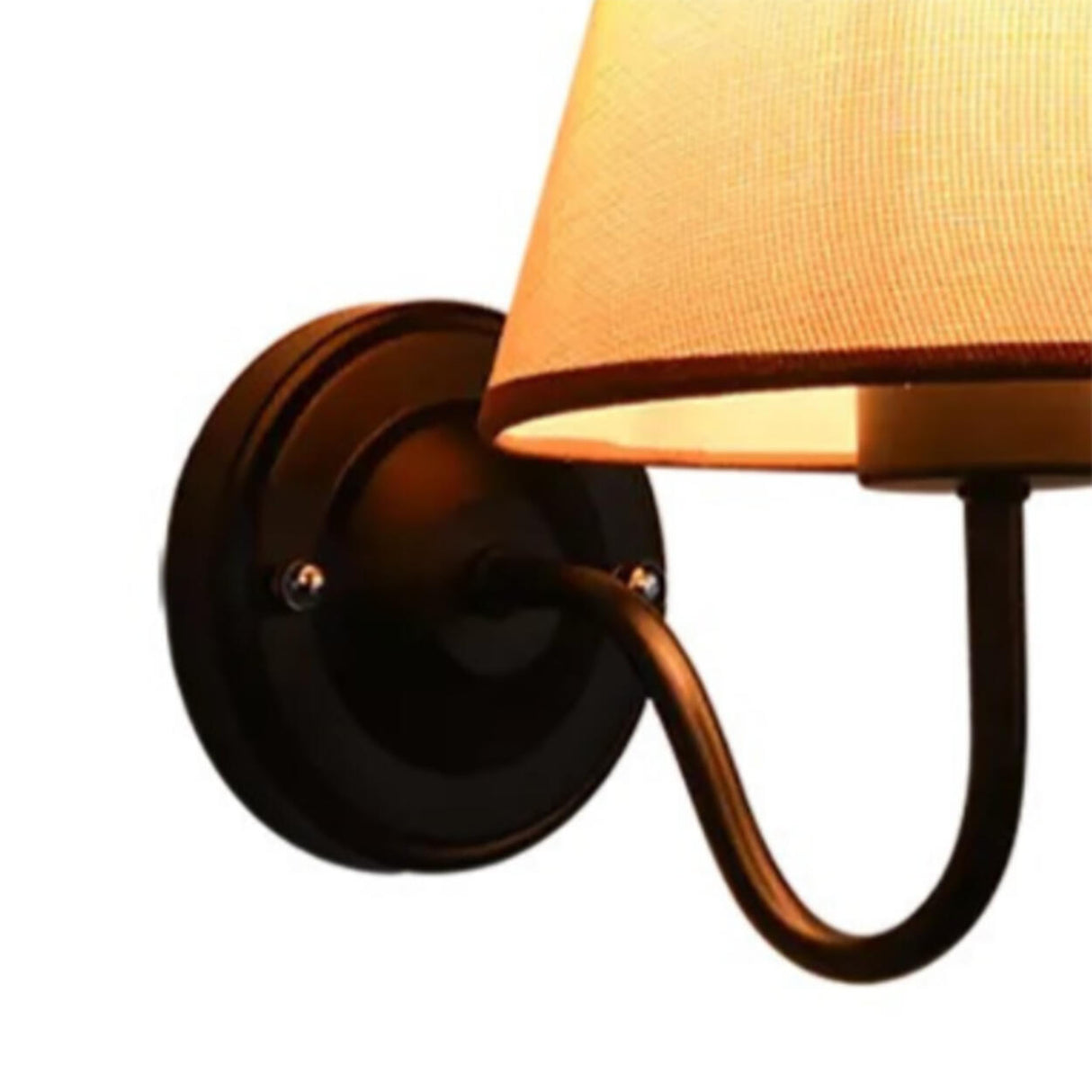 Rustic Black Cone Fabric Shade Bedroom Wall Sconce Image - 12