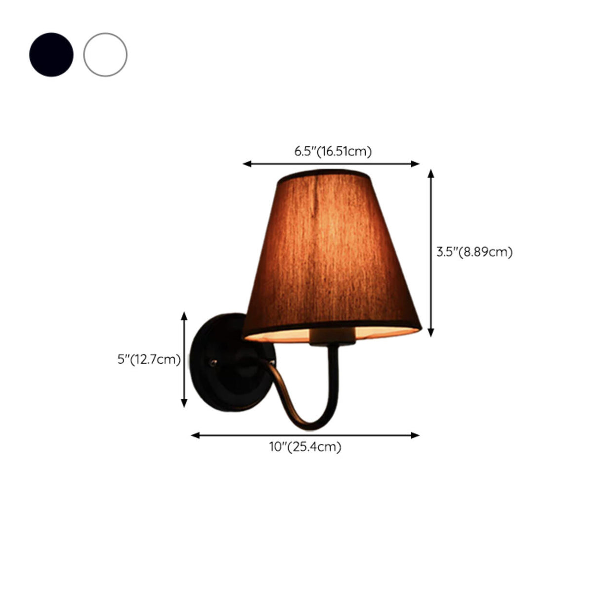 Rustic Black Cone Fabric Shade Bedroom Wall Sconce Image - 14