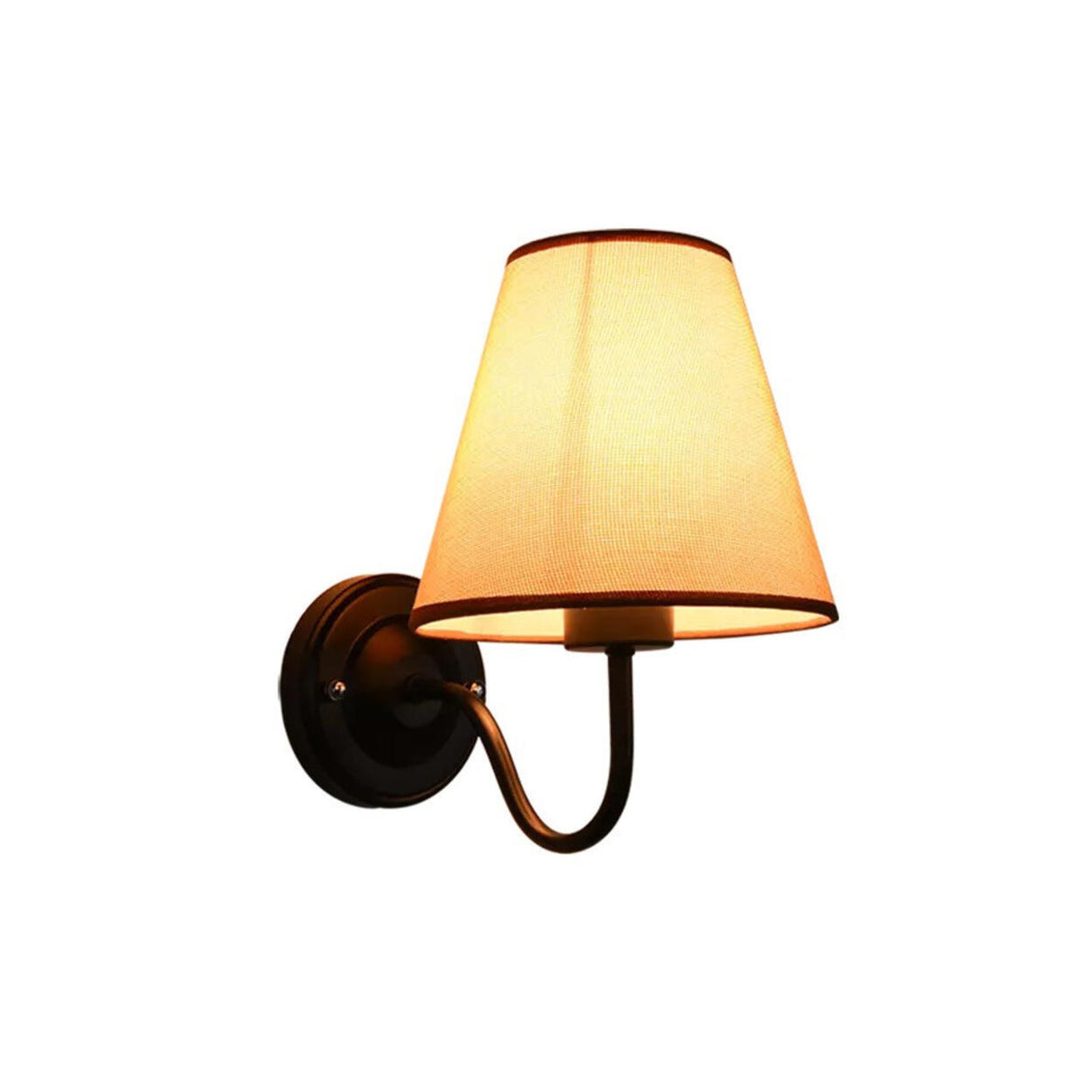 Rustic Black Cone Fabric Shade Bedroom Wall Sconce Image - 5