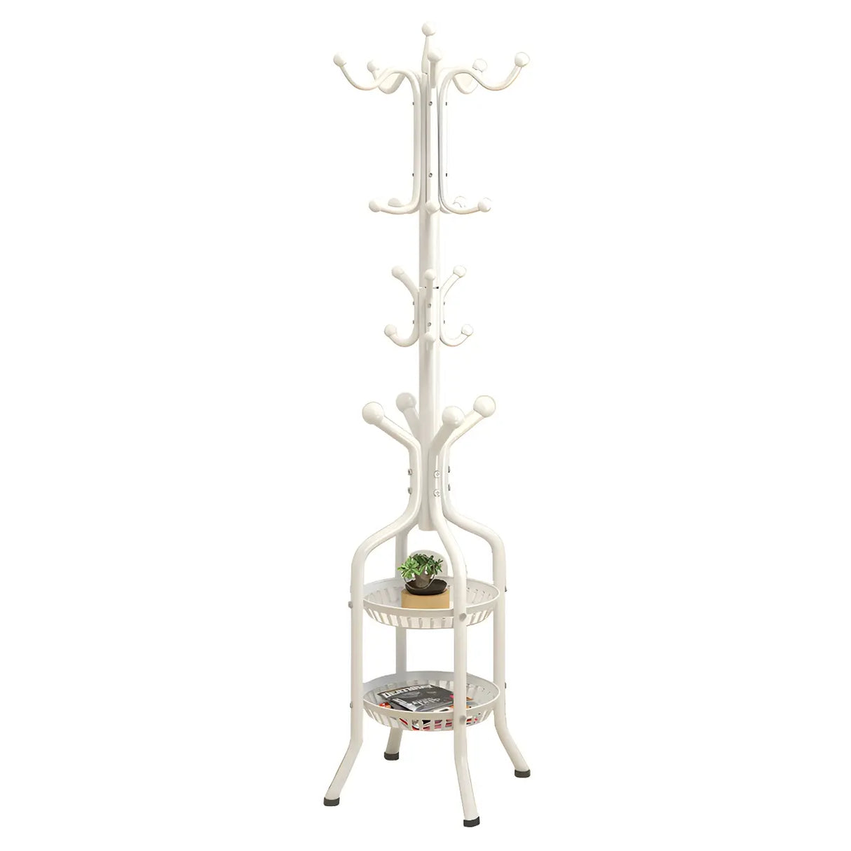 Rustic Black Hooks Metal Space-Saving Freestand Hall Tree Image - 11