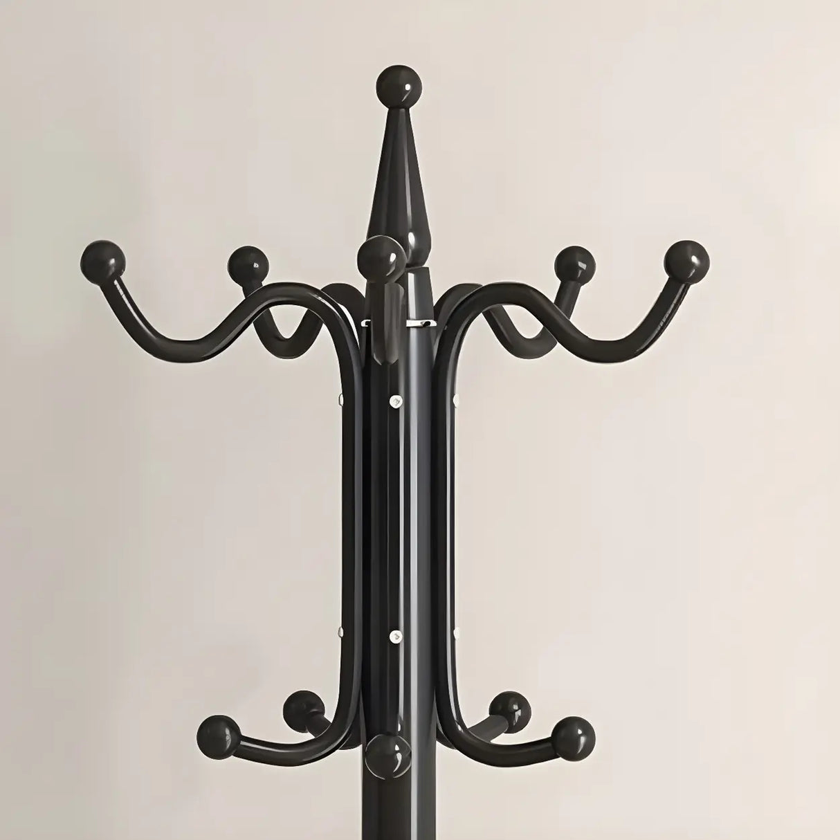 Rustic Black Hooks Metal Space-Saving Freestand Hall Tree Image - 12