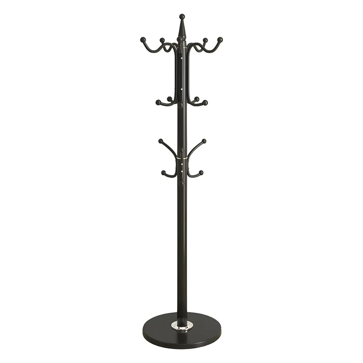 Rustic Black Hooks Metal Space-Saving Freestand Hall Tree Image - 20