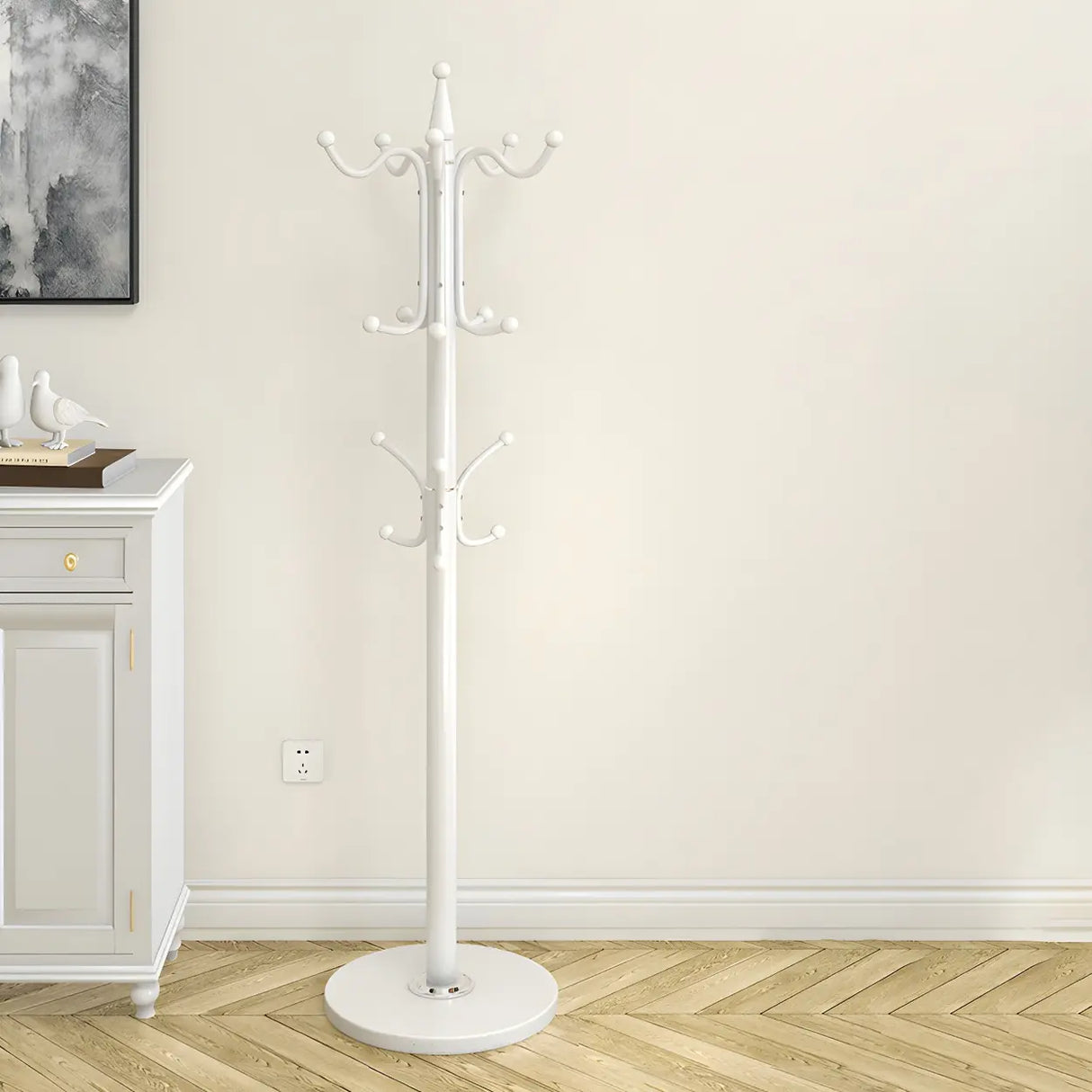 Rustic Black Hooks Metal Space-Saving Freestand Hall Tree Image - 22