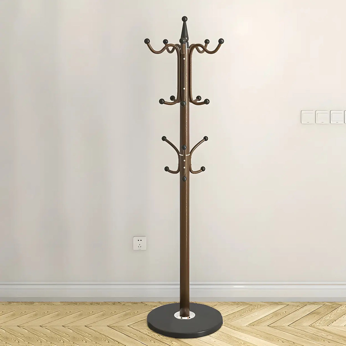 Rustic Black Hooks Metal Space-Saving Freestand Hall Tree Image - 23