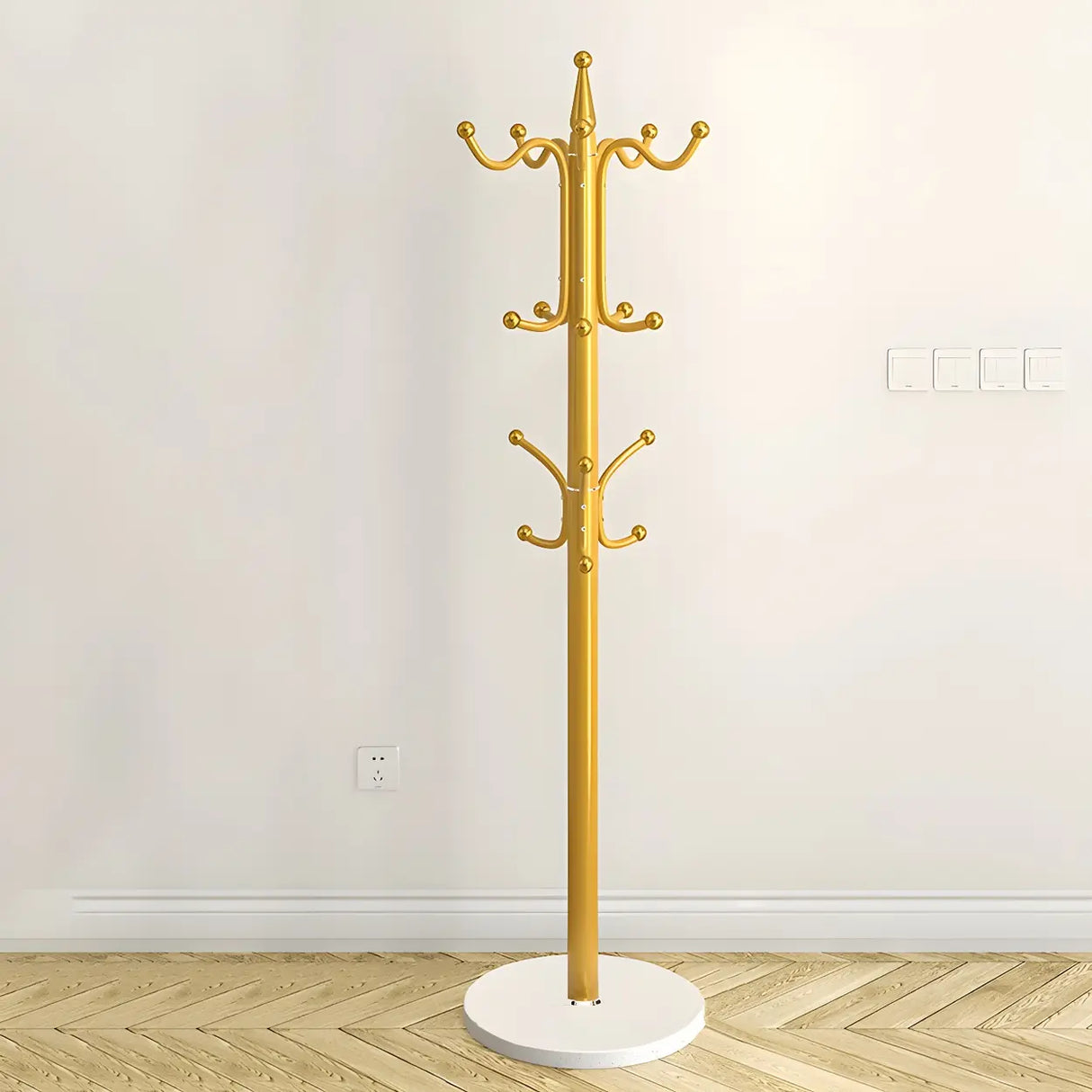 Rustic Black Hooks Metal Space-Saving Freestand Hall Tree Image - 25