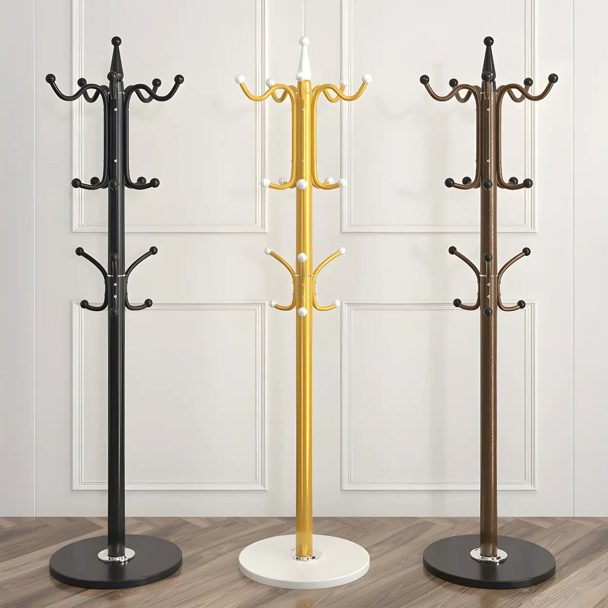 Rustic Black Hooks Metal Space-Saving Freestand Hall Tree Image - 26