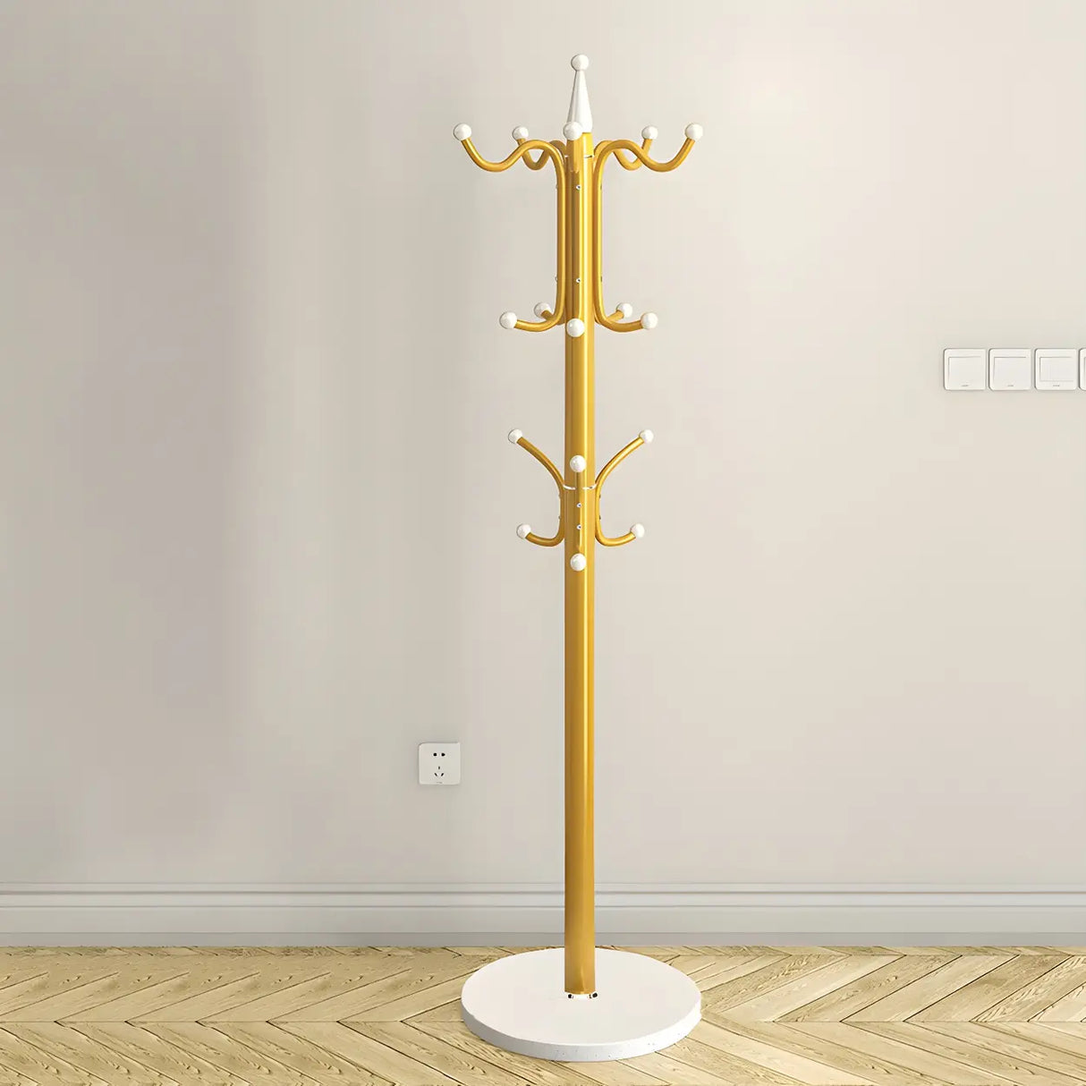 Rustic Black Hooks Metal Space-Saving Freestand Hall Tree Image - 27