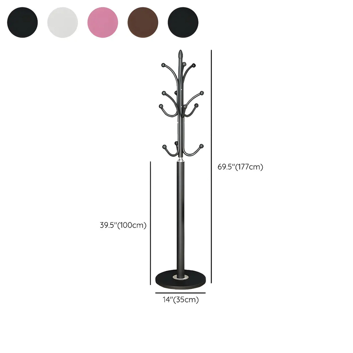 Rustic Black Hooks Metal Space-Saving Freestand Hall Tree Image - 30