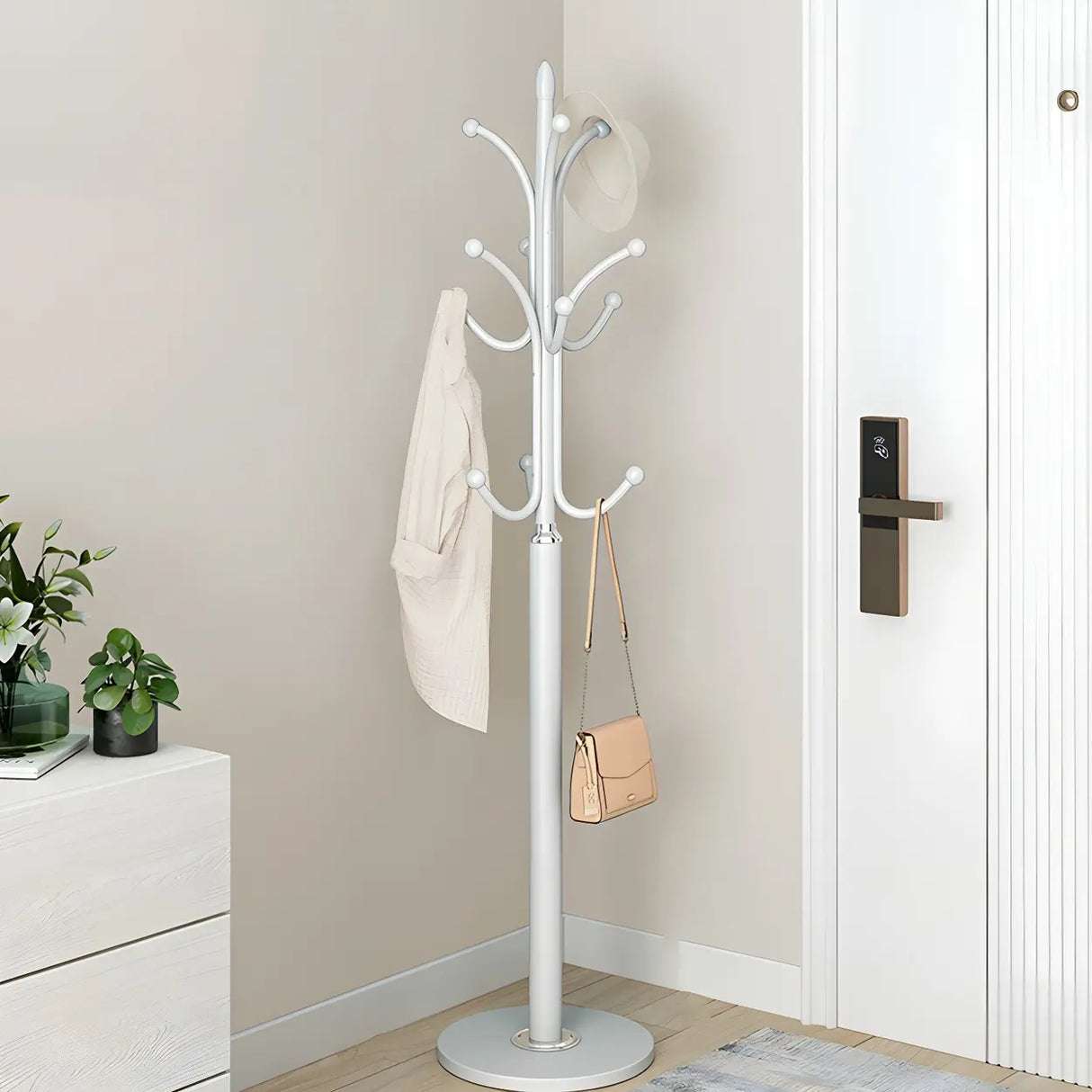 Rustic Black Hooks Metal Space-Saving Freestand Hall Tree Image - 3