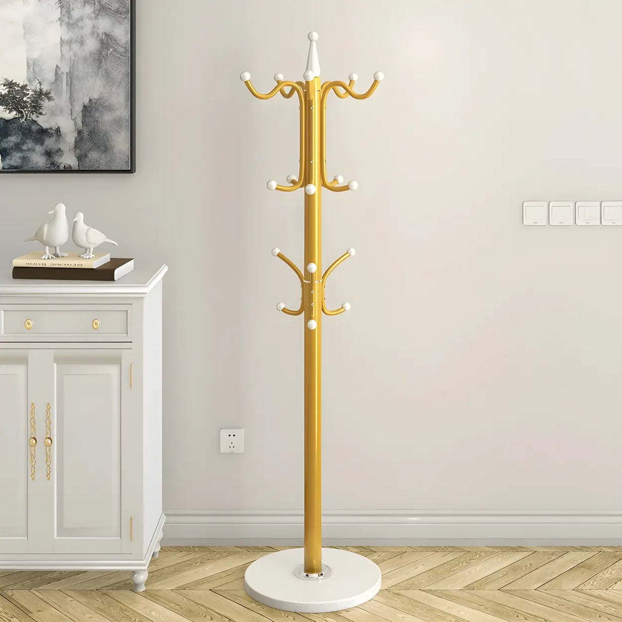 Rustic Black Hooks Metal Space-Saving Freestand Hall Tree Image - 4