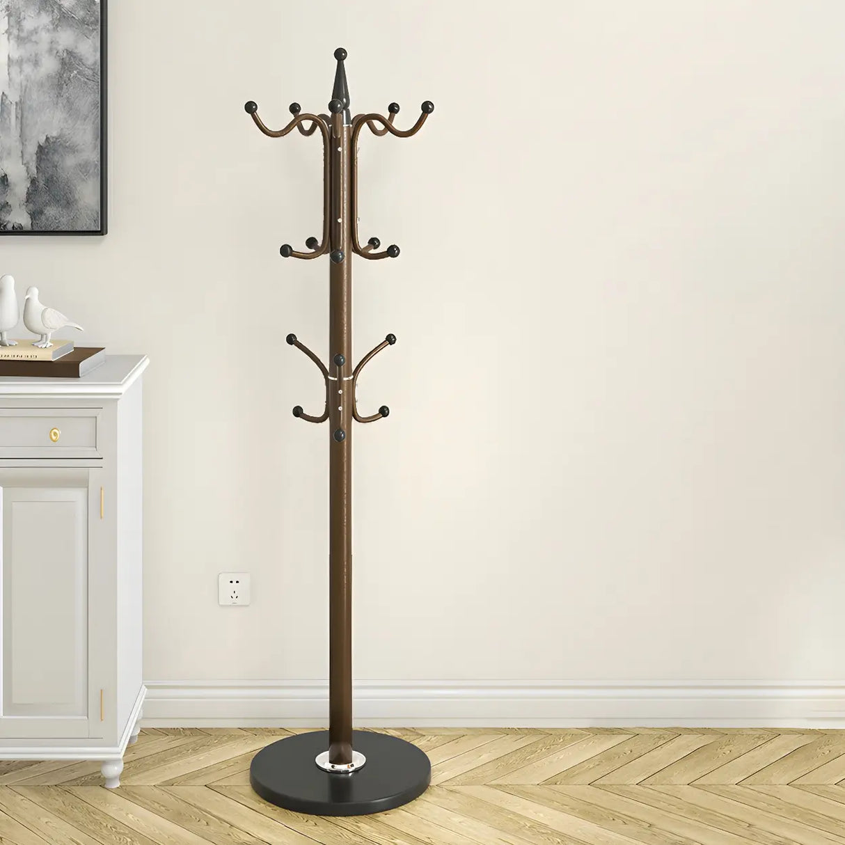 Rustic Black Hooks Metal Space-Saving Freestand Hall Tree Image - 5