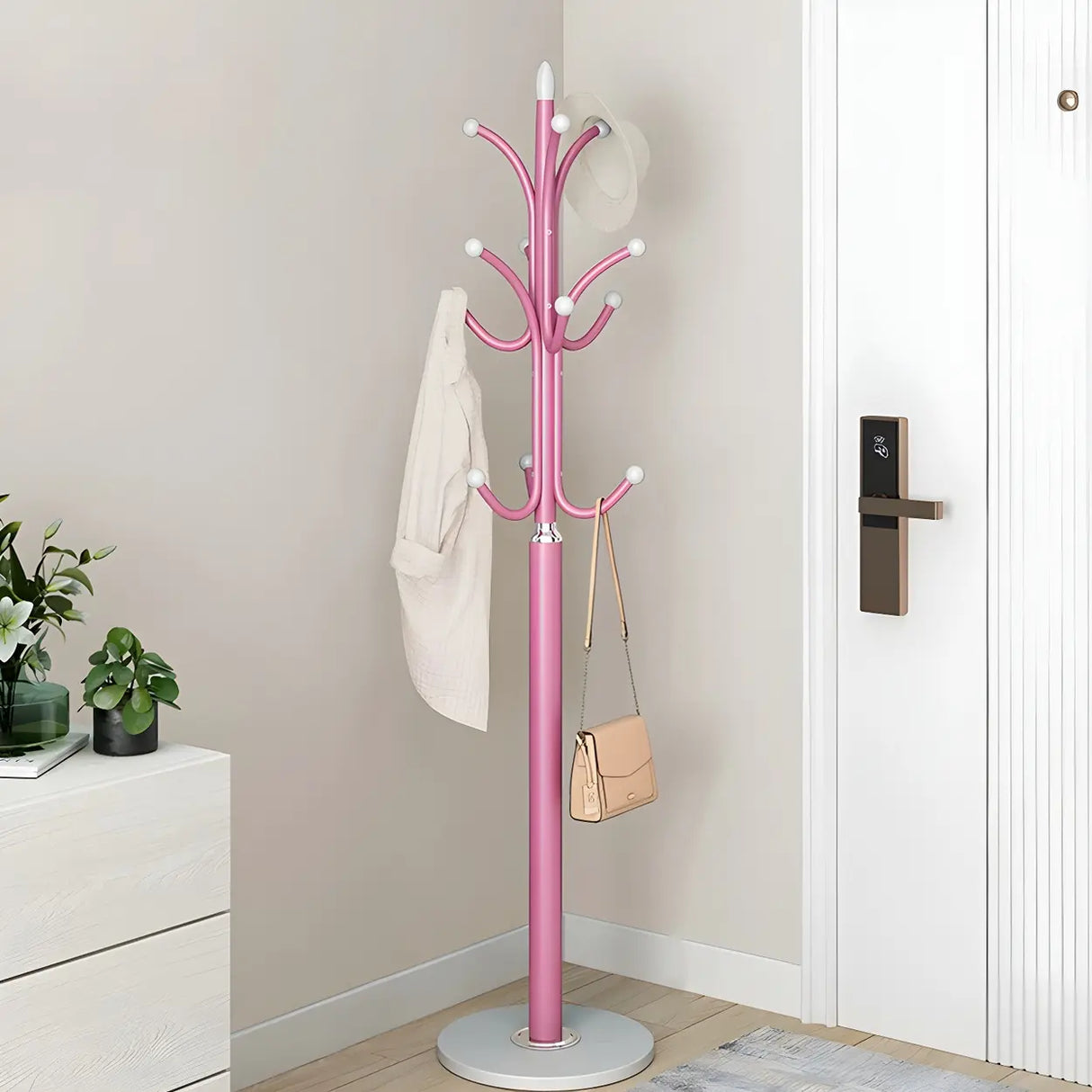 Rustic Black Hooks Metal Space-Saving Freestand Hall Tree Image - 6