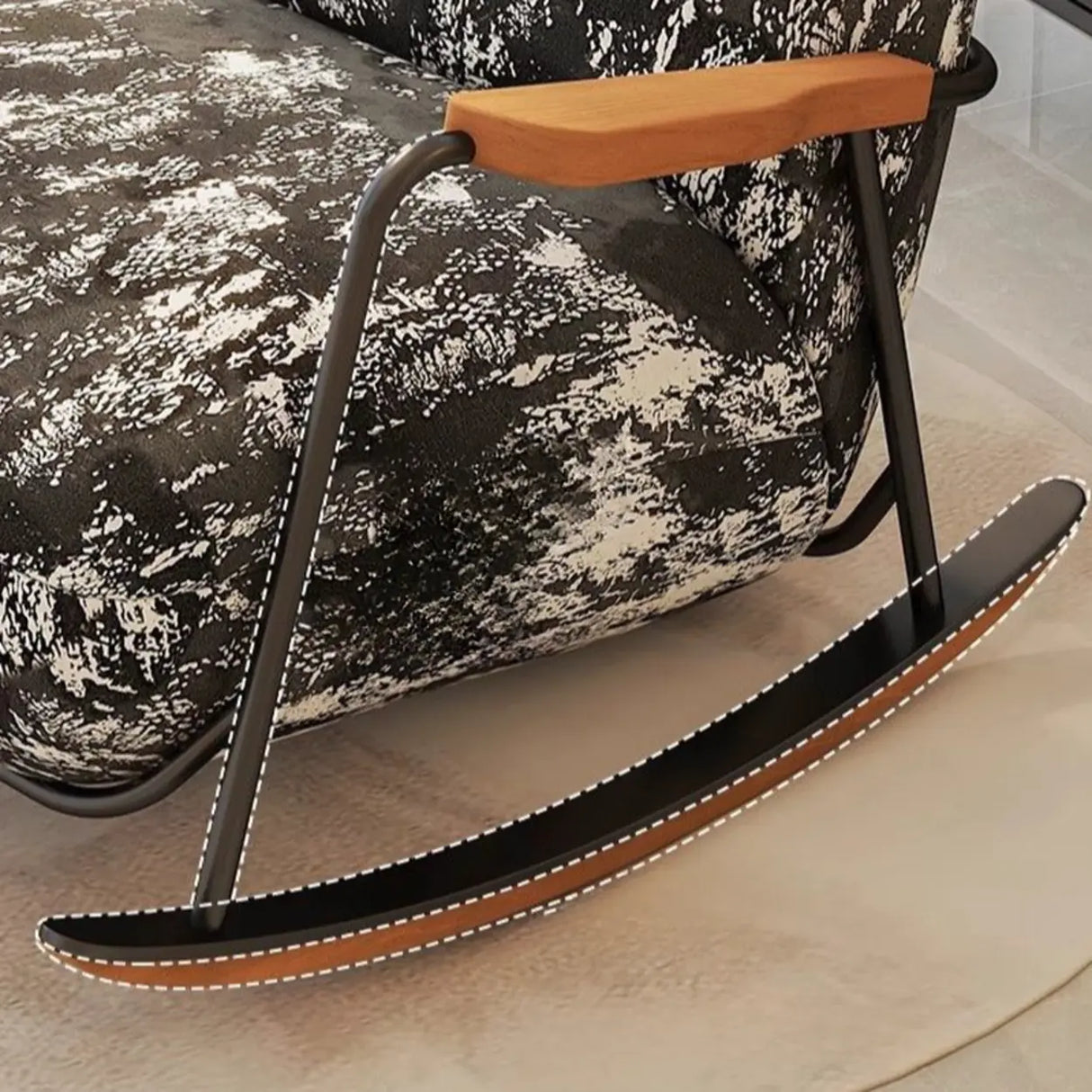 Rustic Black Pattern Stain Resistant Rocking Chair Image - 10