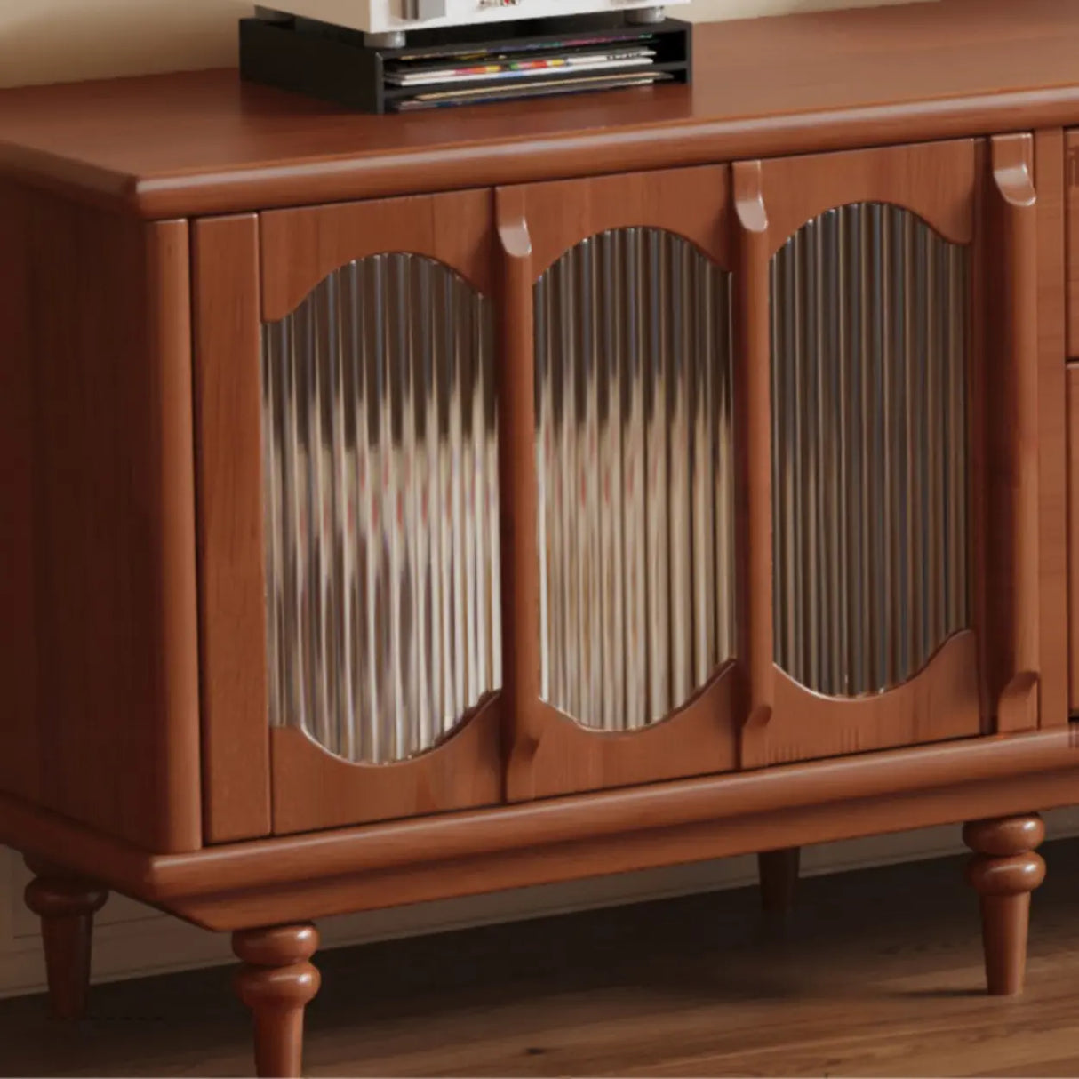 Rustic Black Wood Drawers Cabinet Long TV Stand Image - 12