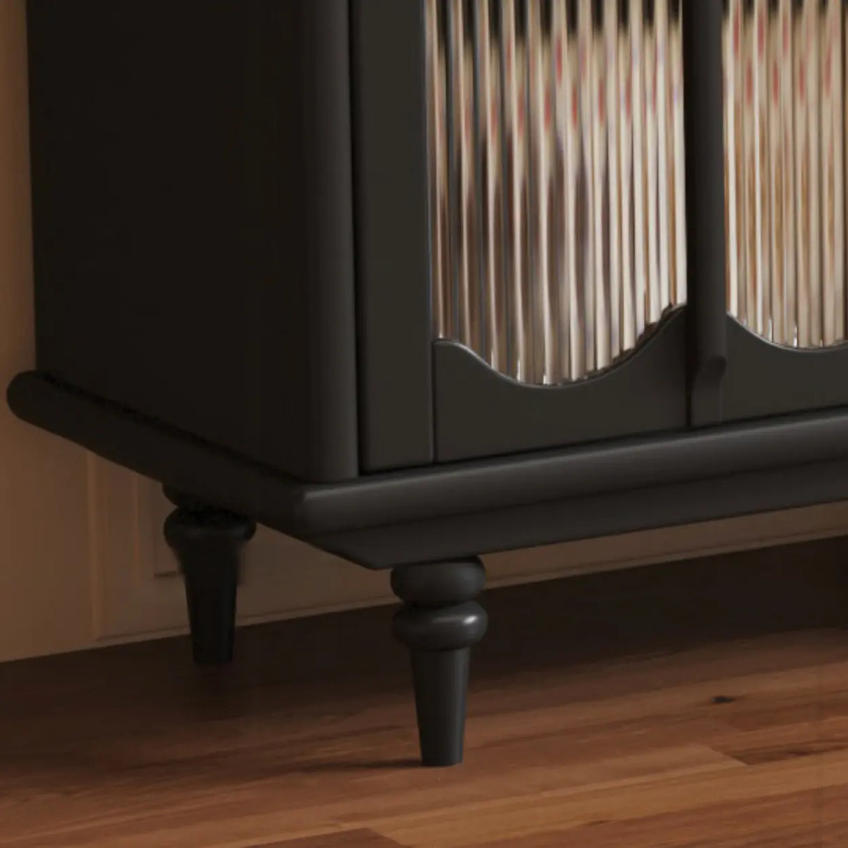 Rustic Black Wood Drawers Cabinet Long TV Stand Image - 8