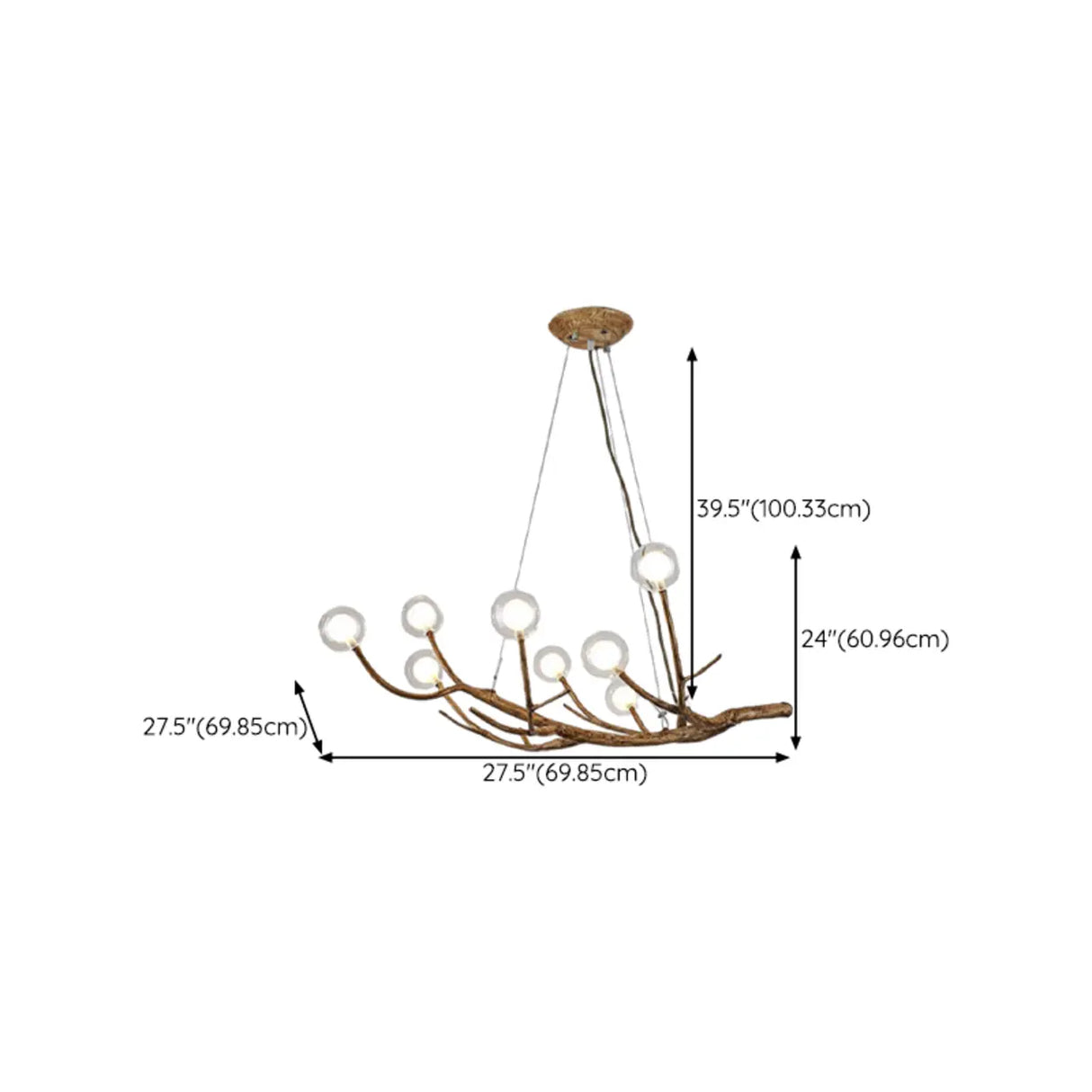 Rustic Branch Wooden Chandelier Dining Room Natural