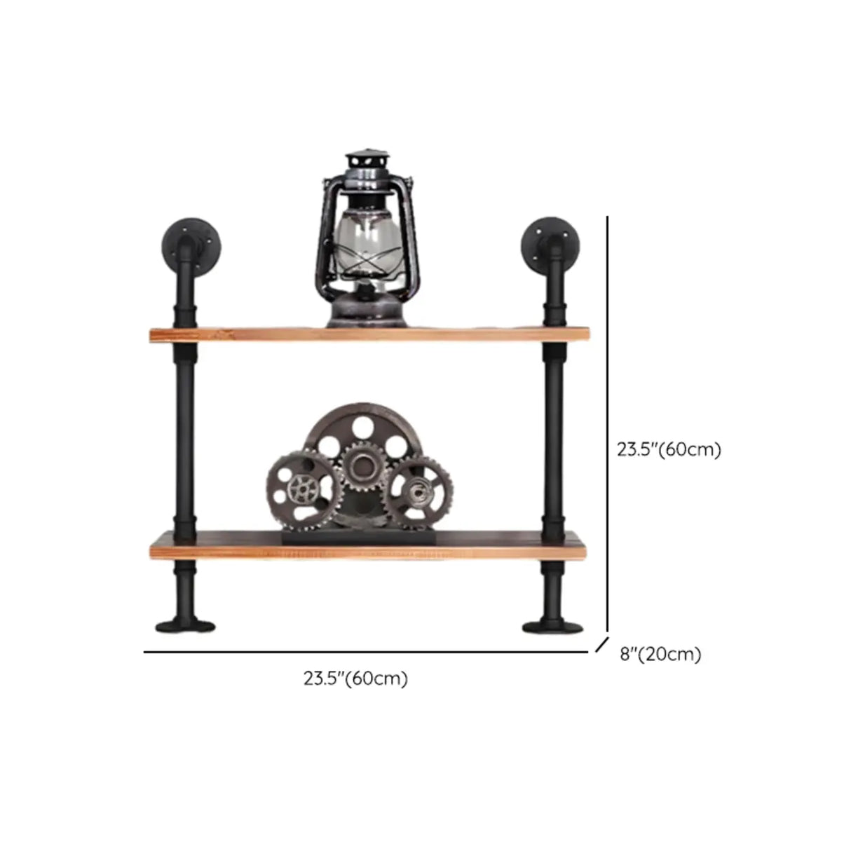 Rustic Brown Industrial Iron Pipe Wall-Mount Bookshelf Image - 27
