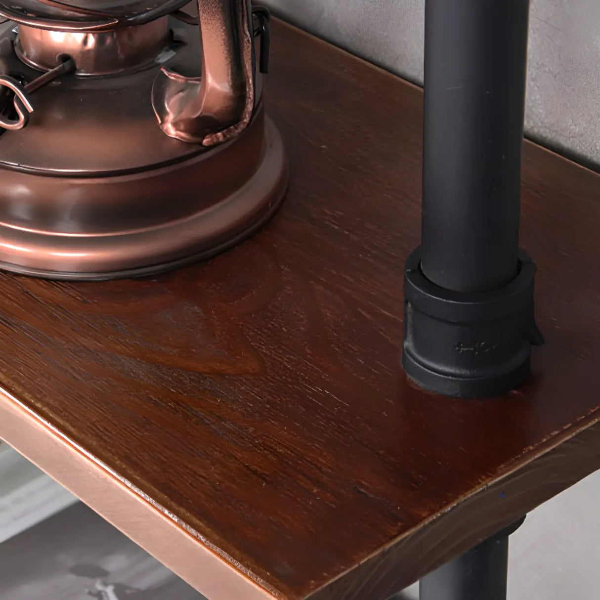 Rustic Brown Industrial Iron Pipe Wall-Mount Bookshelf Image - 7
