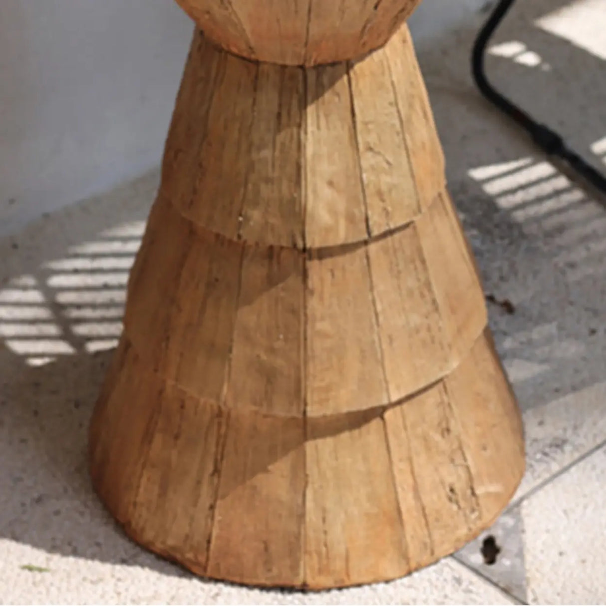 Rustic Brown Pedestal Round Natural Wood Side Table Image - 7