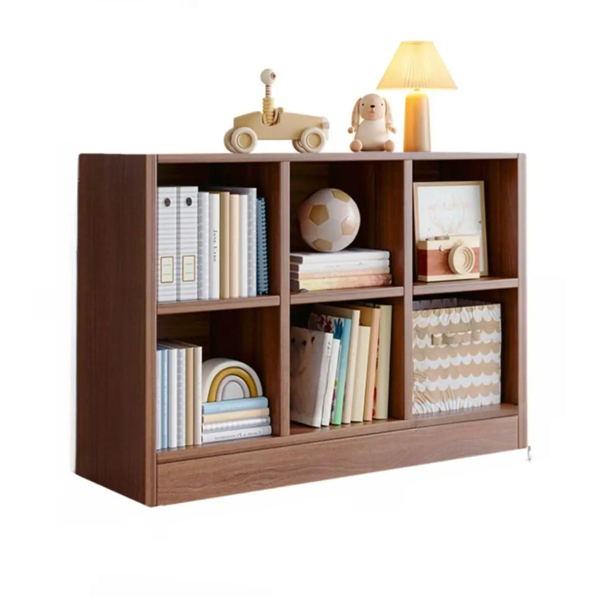 Rustic Brown Rectangular Cube Wooden Storage Bookcase Image - 10