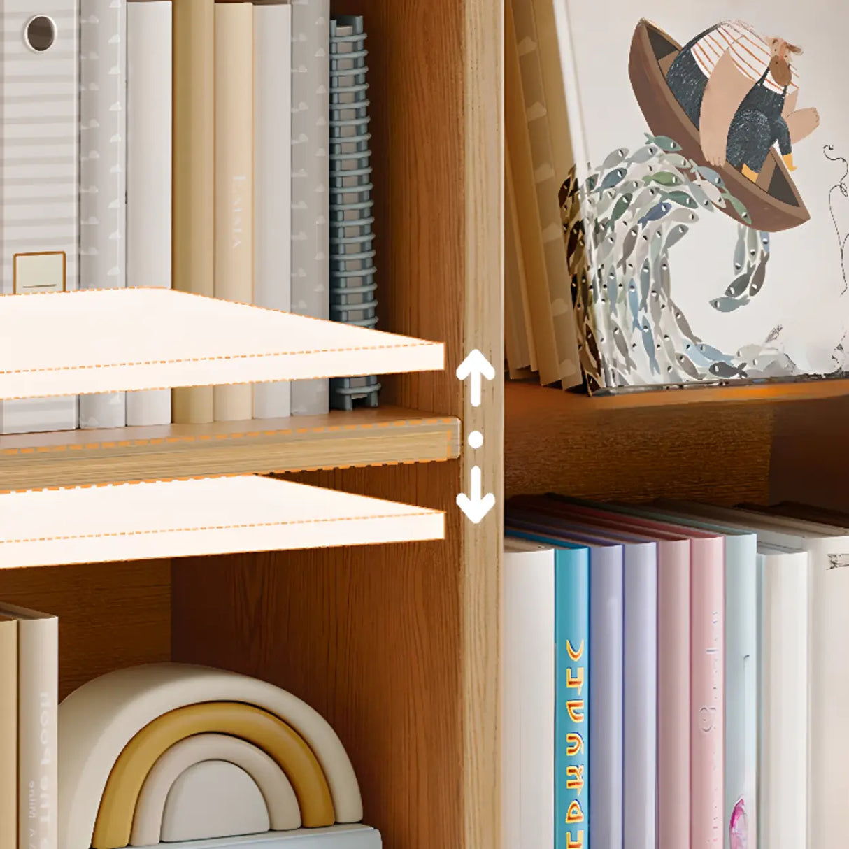 Rustic Brown Rectangular Cube Wooden Storage Bookcase Image - 11