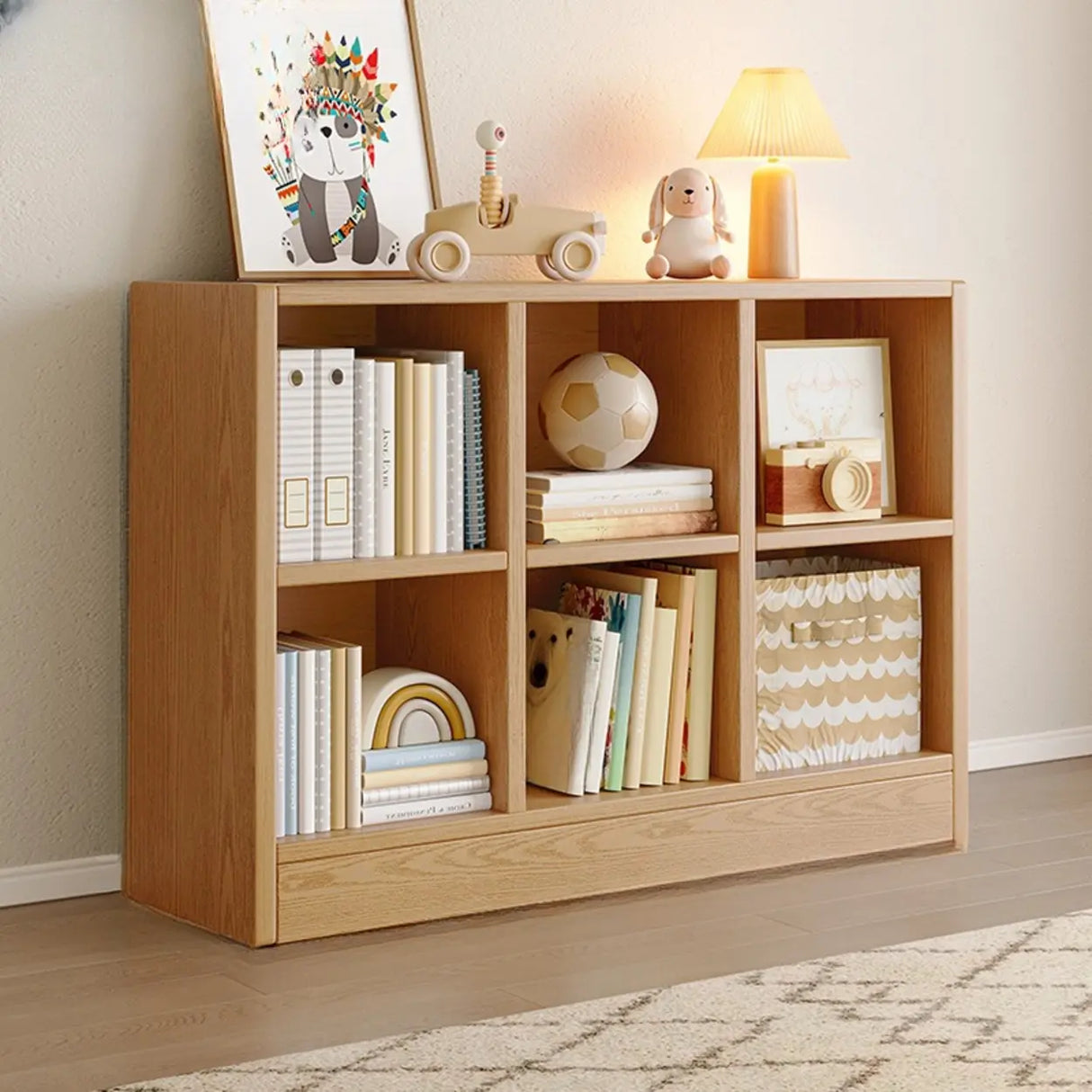 Rustic Brown Rectangular Cube Wooden Storage Bookcase Image - 12