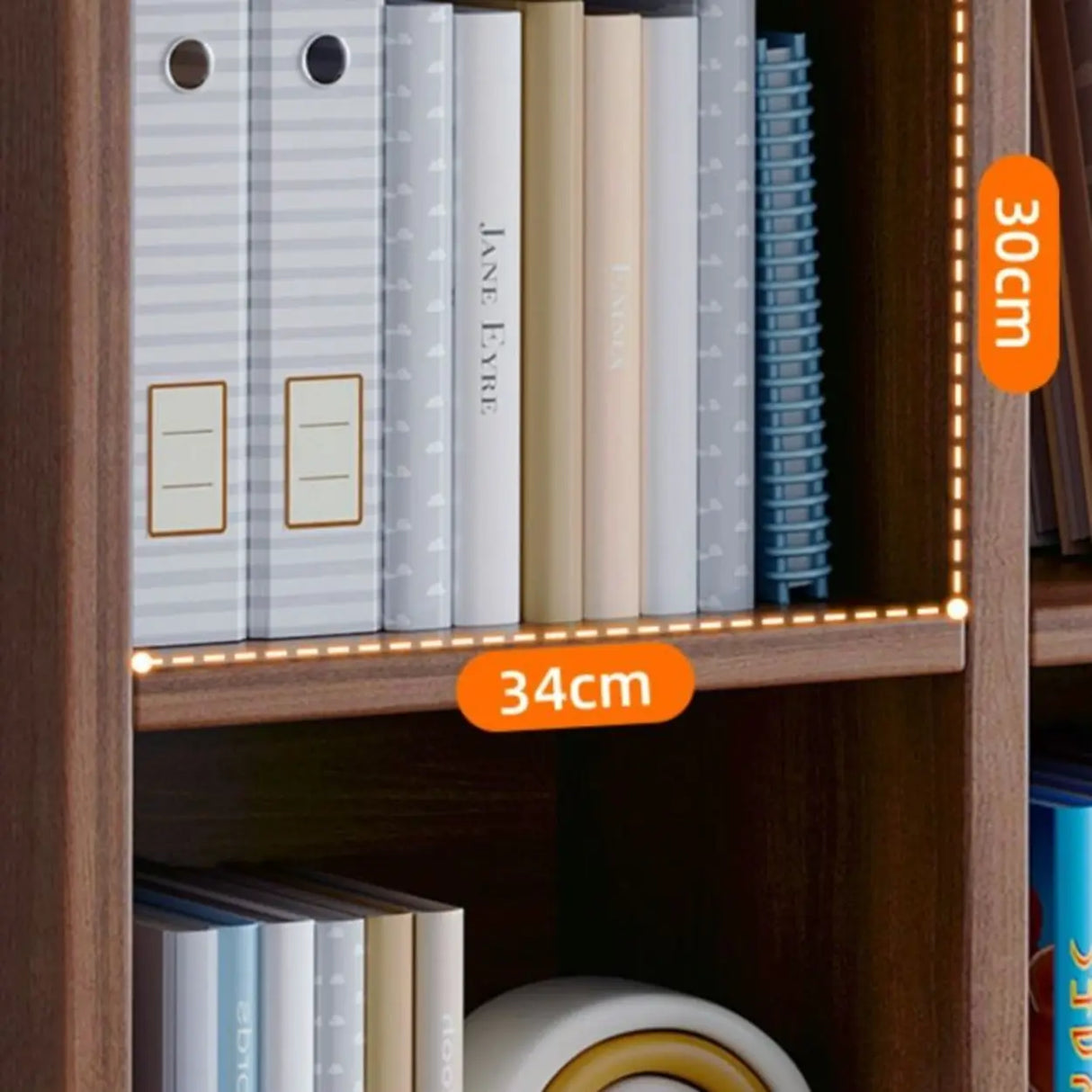 Rustic Brown Rectangular Cube Wooden Storage Bookcase Image - 14