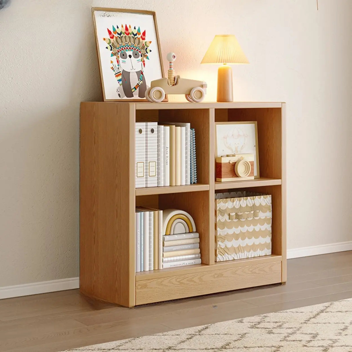 Rustic Brown Rectangular Cube Wooden Storage Bookcase Image - 15
