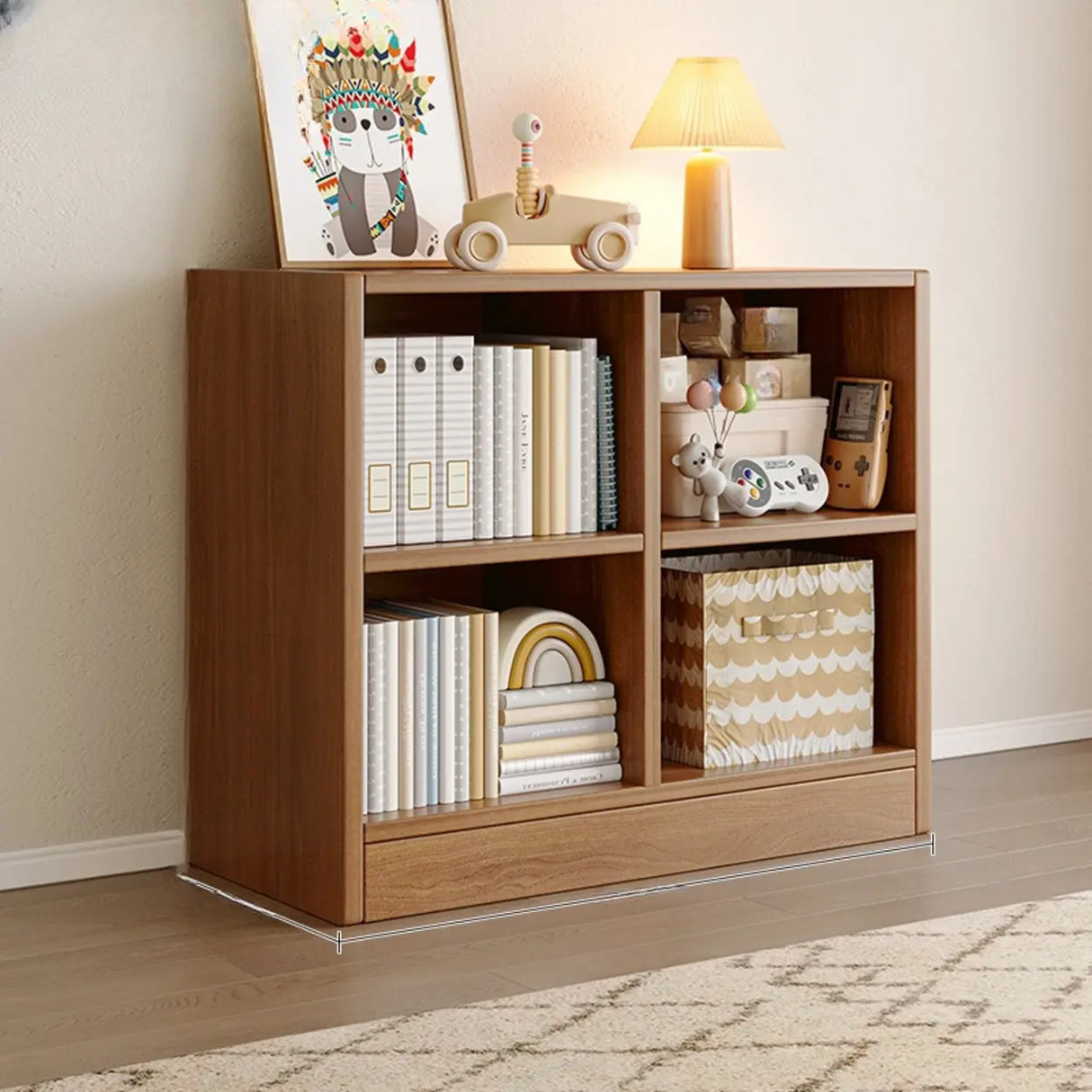 Rustic Brown Rectangular Cube Wooden Storage Bookcase Image - 17