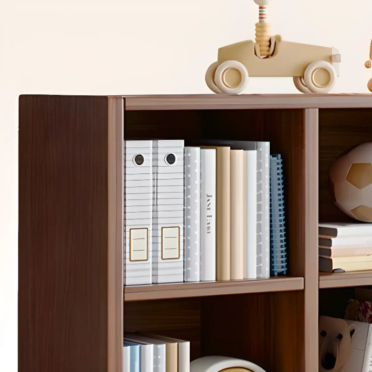 Rustic Brown Rectangular Cube Wooden Storage Bookcase Image - 18