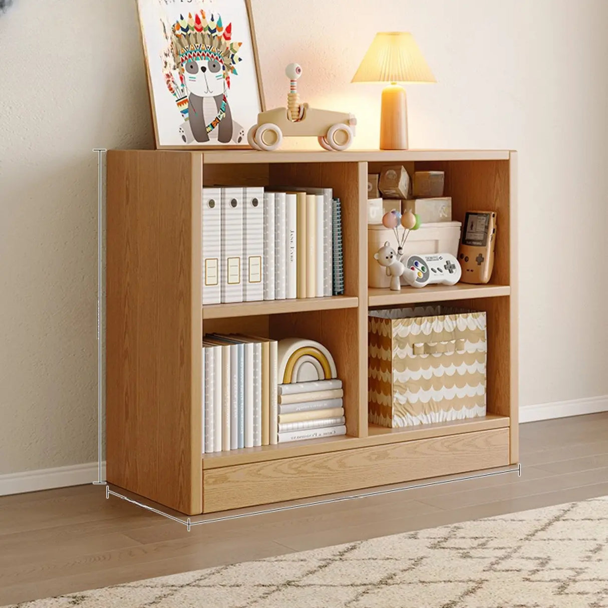 Rustic Brown Rectangular Cube Wooden Storage Bookcase Image - 20