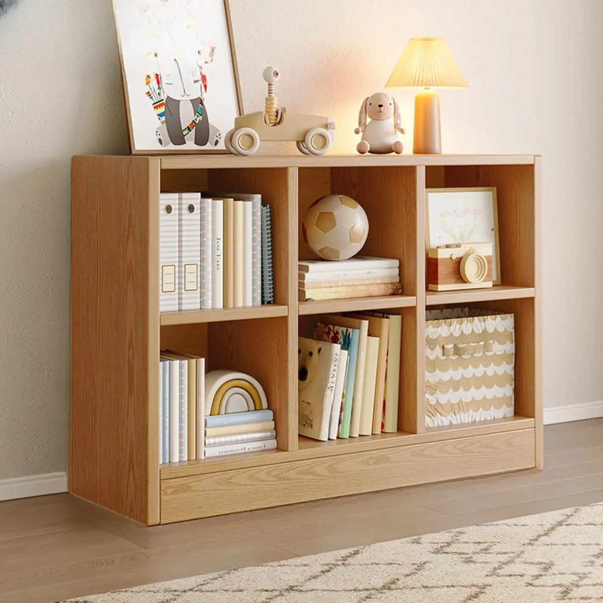 Rustic Brown Rectangular Cube Wooden Storage Bookcase Image - 22