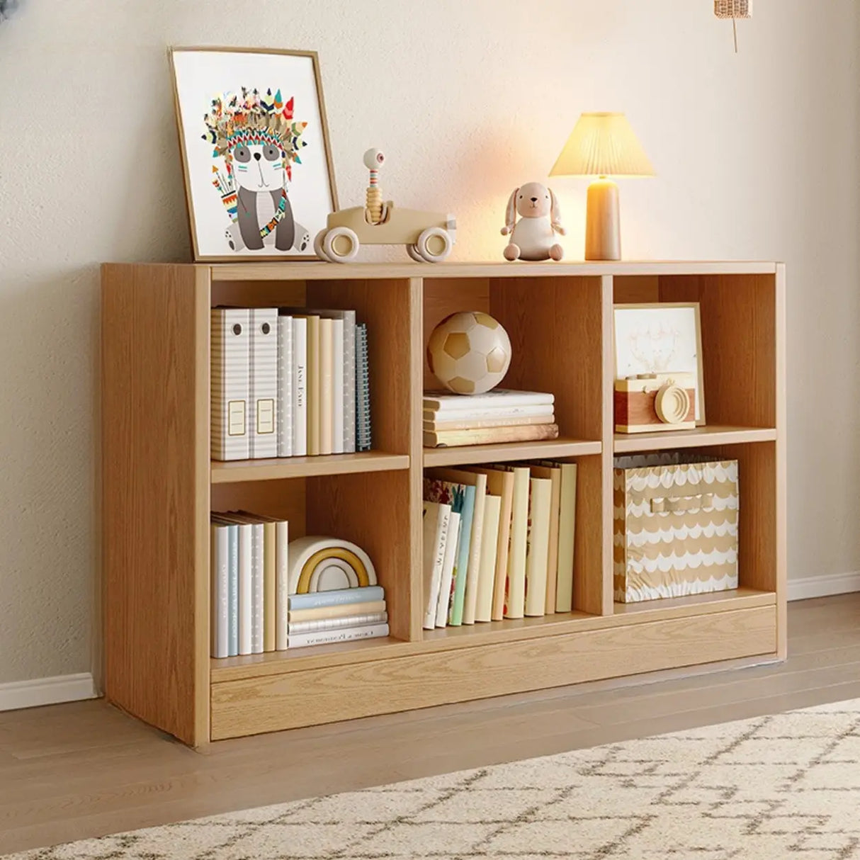 Rustic Brown Rectangular Cube Wooden Storage Bookcase Image - 23