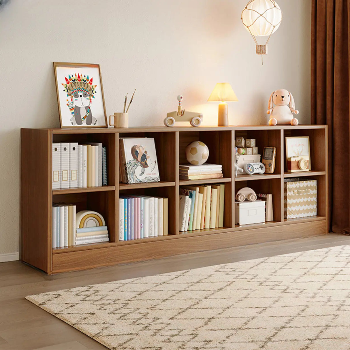 Rustic Brown Rectangular Cube Wooden Storage Bookcase Image - 27