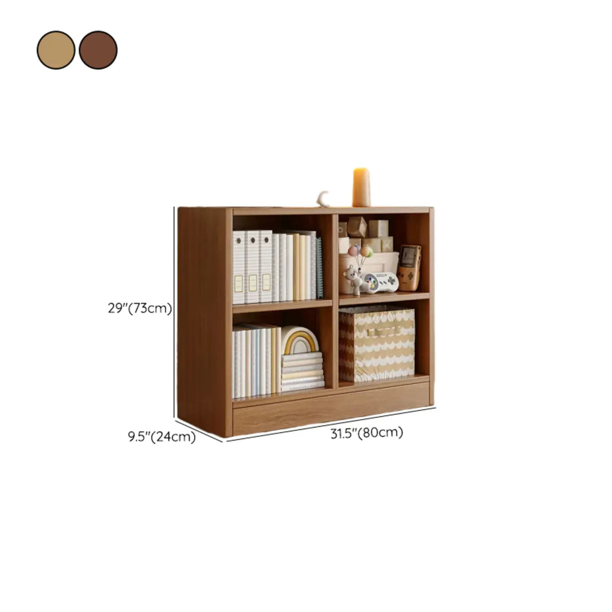 Rustic Brown Rectangular Cube Wooden Storage Bookcase Image - 29