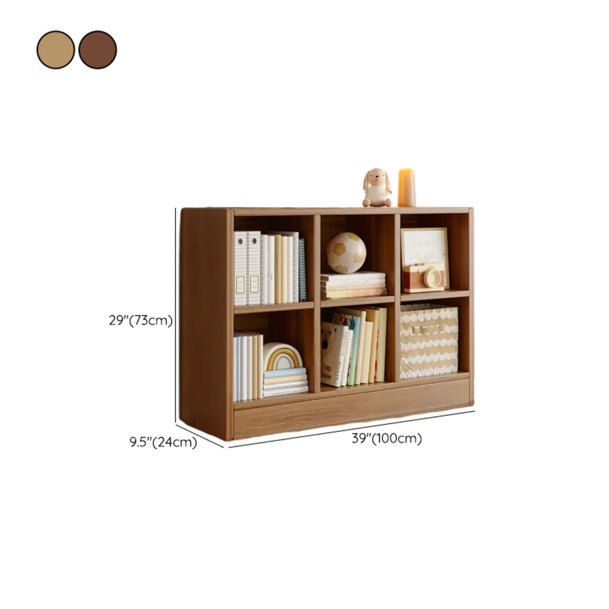 Rustic Brown Rectangular Cube Wooden Storage Bookcase Image - 30