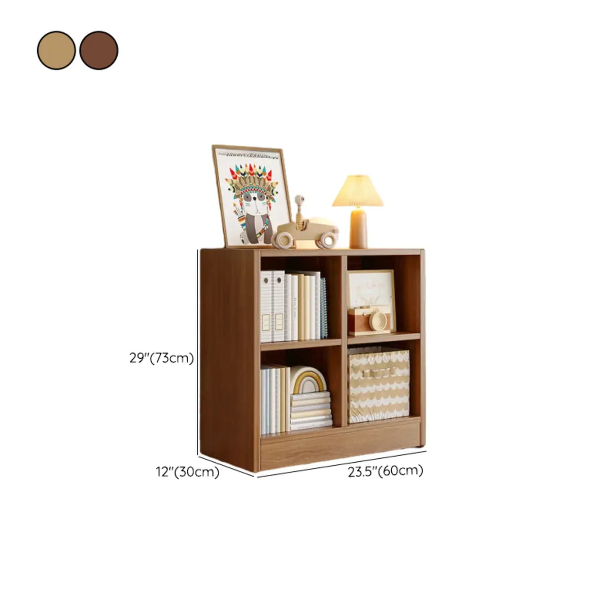 Rustic Brown Rectangular Cube Wooden Storage Bookcase Image - 31