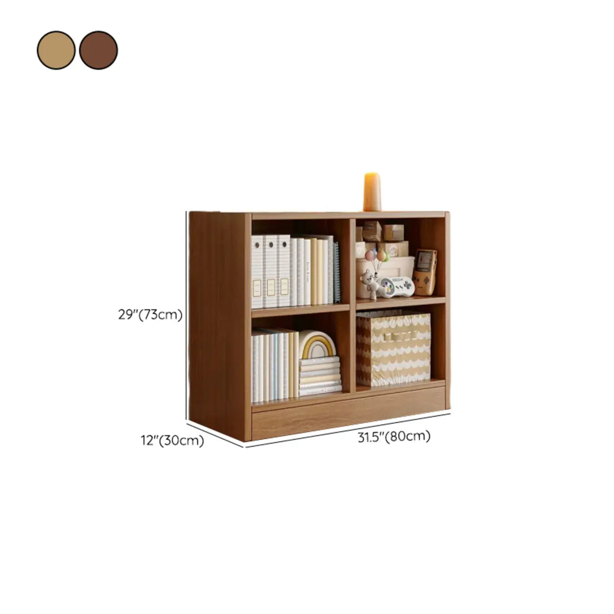 Rustic Brown Rectangular Cube Wooden Storage Bookcase Image - 32