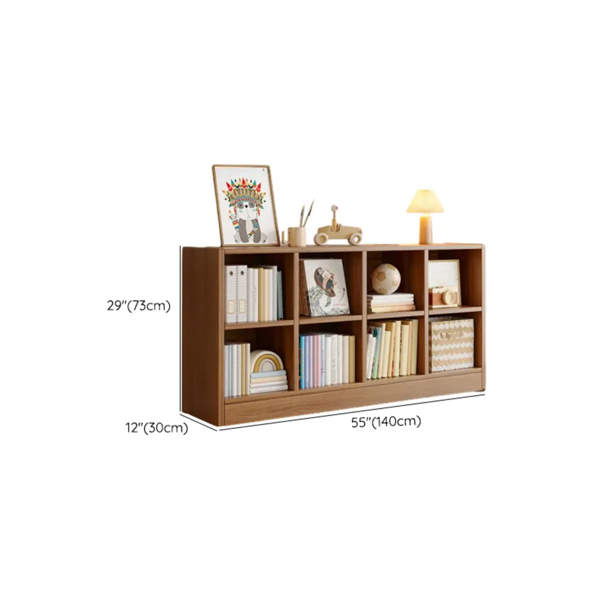 Rustic Brown Rectangular Cube Wooden Storage Bookcase Image - 35