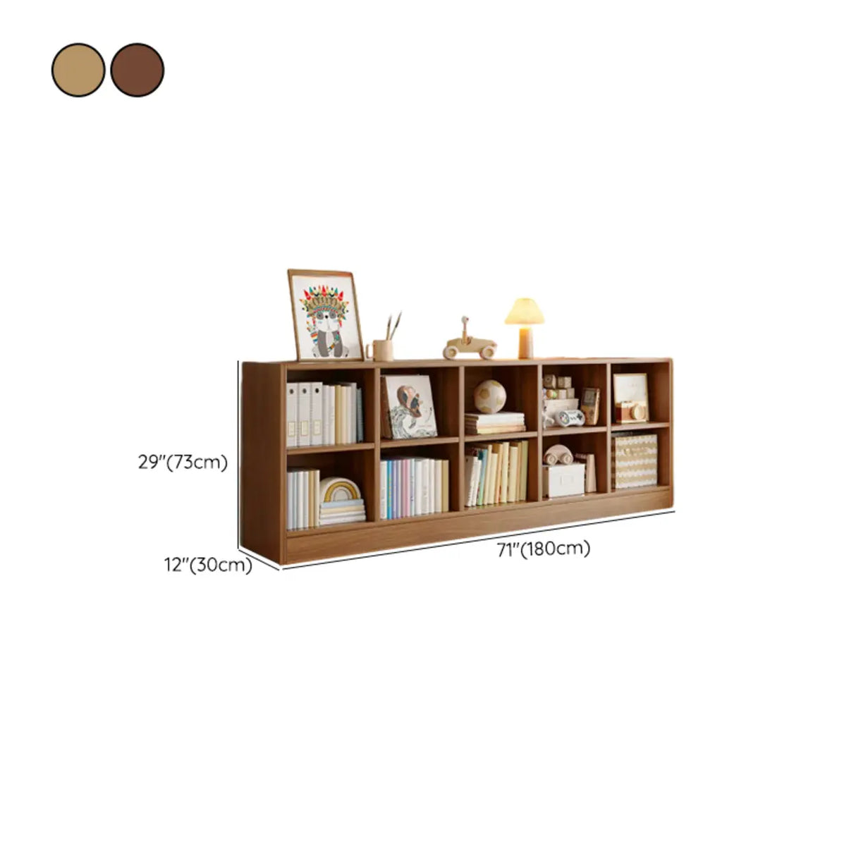 Rustic Brown Rectangular Cube Wooden Storage Bookcase Image - 37