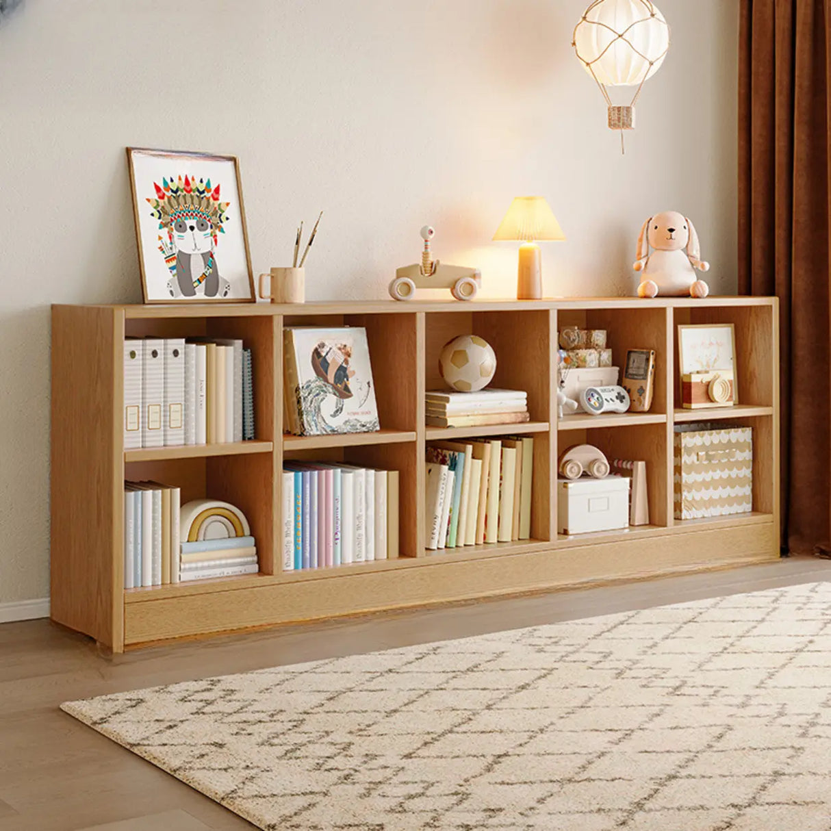 Rustic Brown Rectangular Cube Wooden Storage Bookcase Image - 4