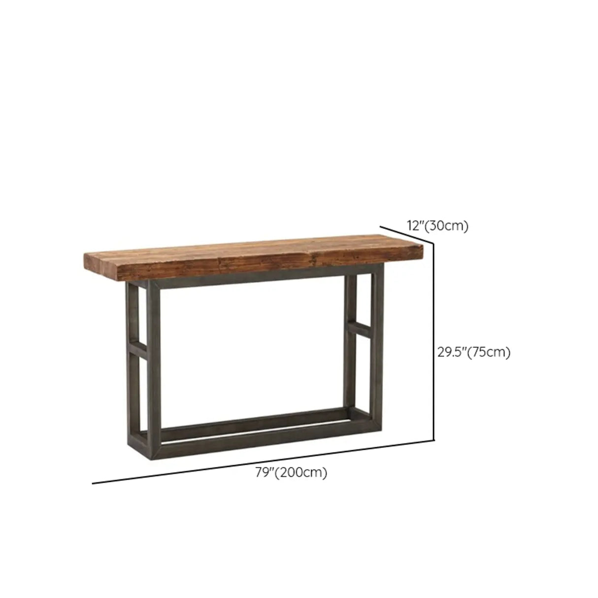 Rustic Brown Rectangular Wood Narrow Console Table Image - 12