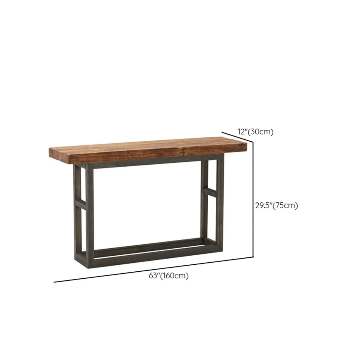 Rustic Brown Rectangular Wood Narrow Console Table Image - 14