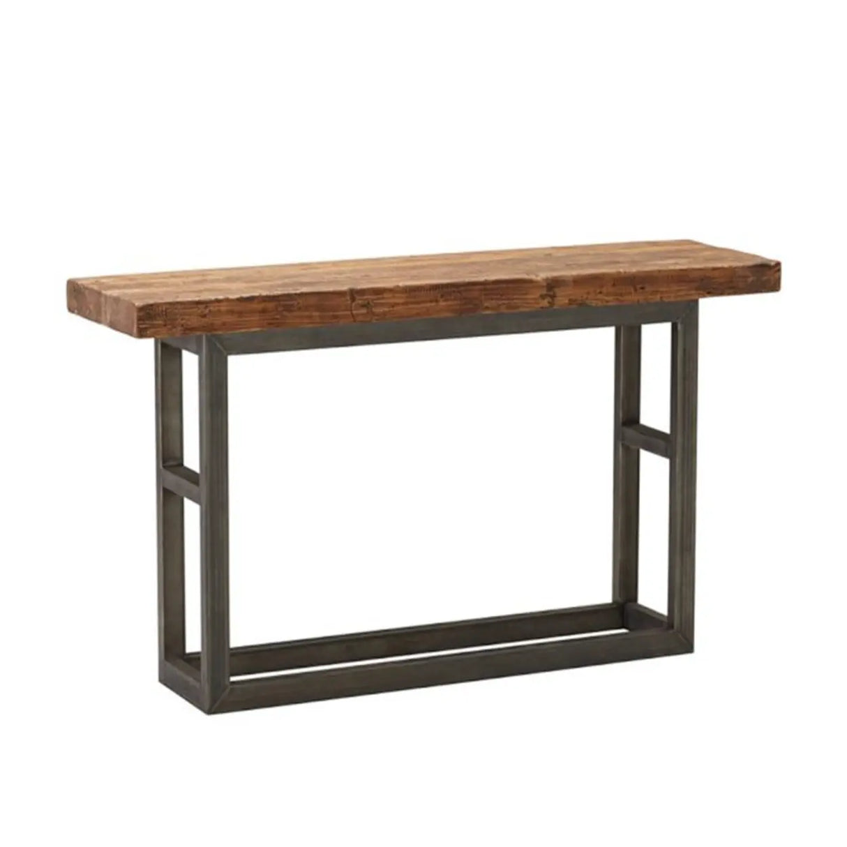 Rustic Brown Rectangular Wood Narrow Console Table Image - 2