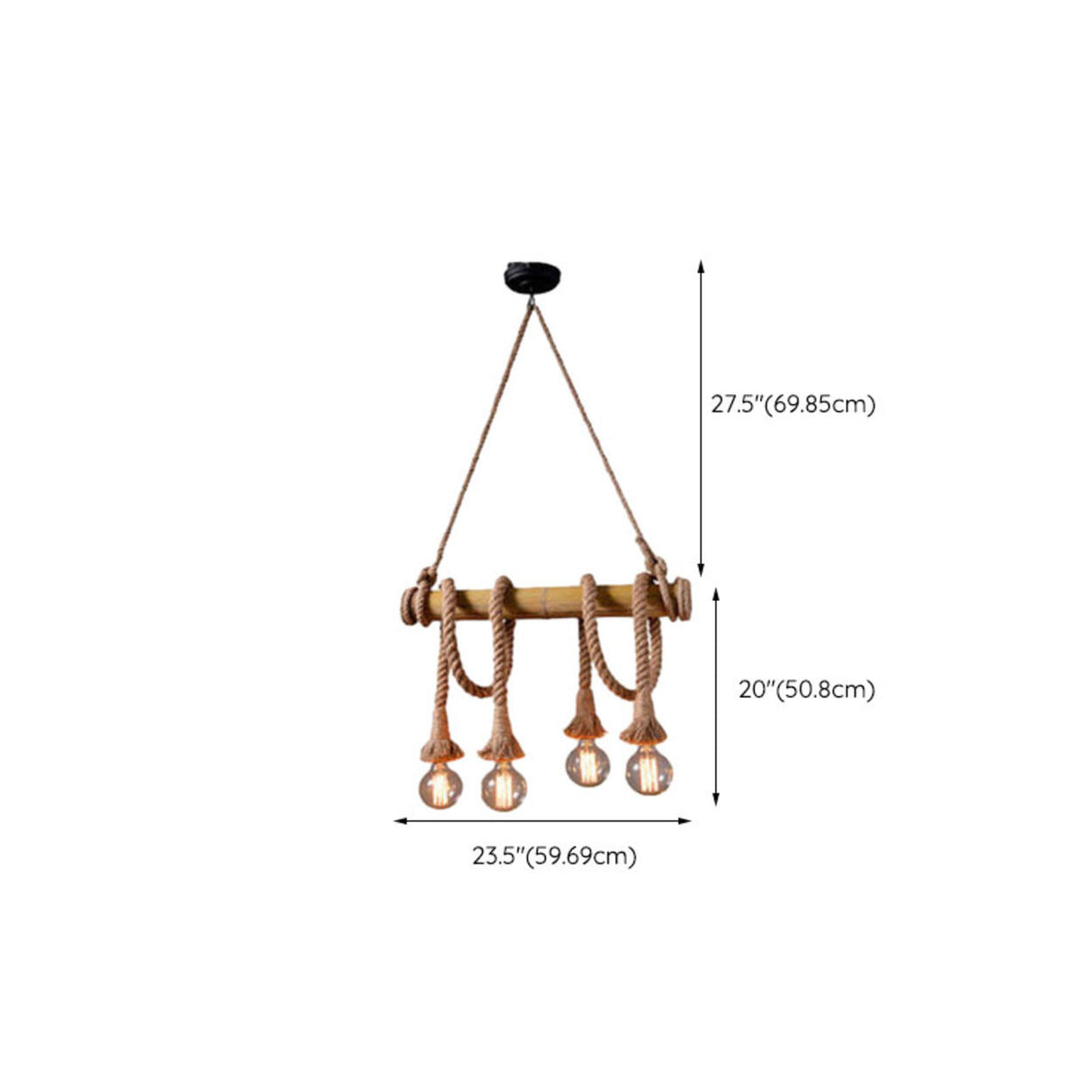 Rustic Brown Rope Kitchen Island Chandelier Lighting