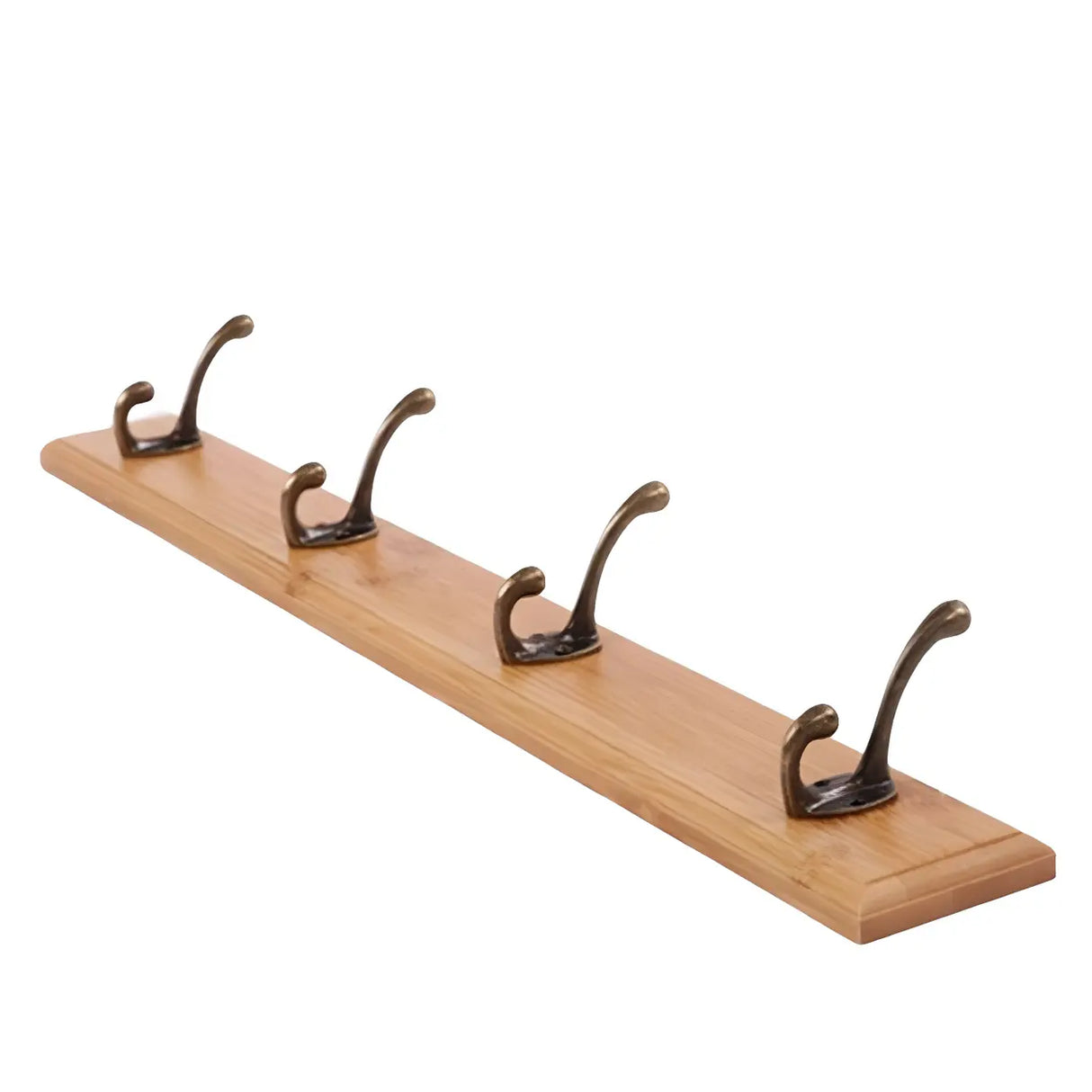 Rustic Brown Wooden Wall-Mount Coat Rack with Hooks Image - 10